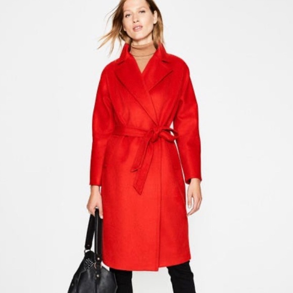 red wrap coat
